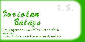 koriolan balazs business card